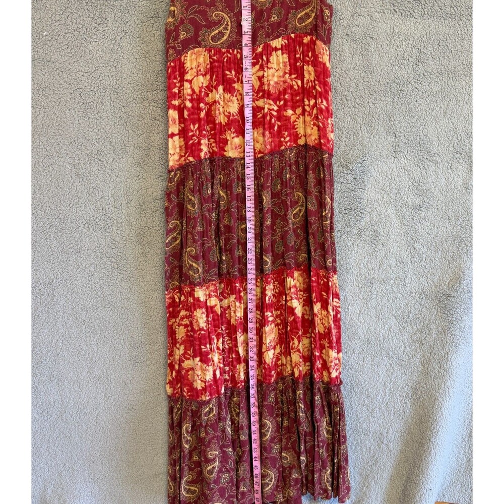 DENIM & SUPPLY Ralph Lauren Dress S Red Paisley Maxi Boho Tiered Cottage Floral - Picture 8 of 12